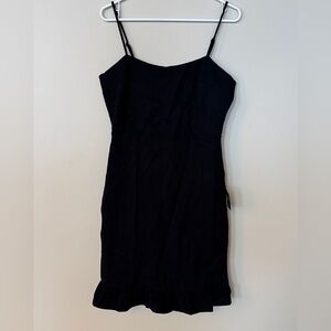 Lulu's Black Spaghetti-Strap Ruffle-Hem Mini Dress size Large NWT